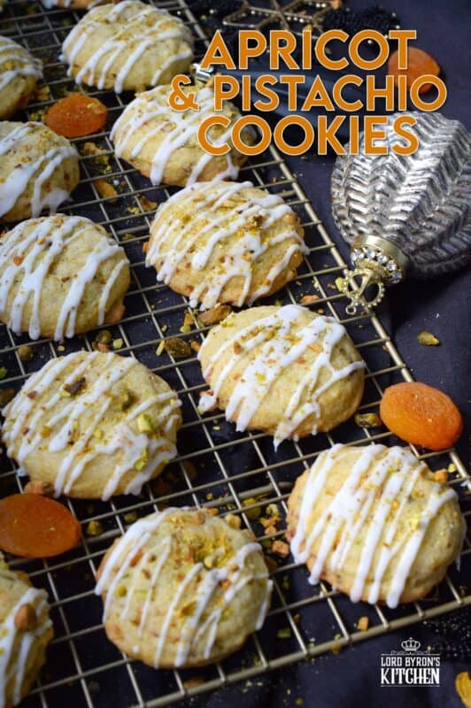 Soft and moist Apricot and Pistachio Cookies are a great addition to any holiday cookie platter! Prepared with a quick and easy cookie dough, these are packed with the chewiness of chopped dried apricots and the crunchiness of shelled pistachios! #apricot #pistachio #cookies #christmas #holiday #baking