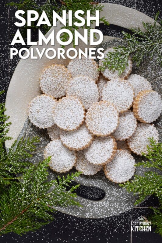 If it's a bang for your buck you want, these Spanish Almond Polvorones are just the thing! And it doesn't get any simpler than butter, sugar, all-purpose flour, almond flour, and cinnamon.  Don't bother with fancy decoration!  Dust these cookies with confectioner's sugar only because perfection doesn't need to be prettied! #polvorones #spanish #cookies #christmas