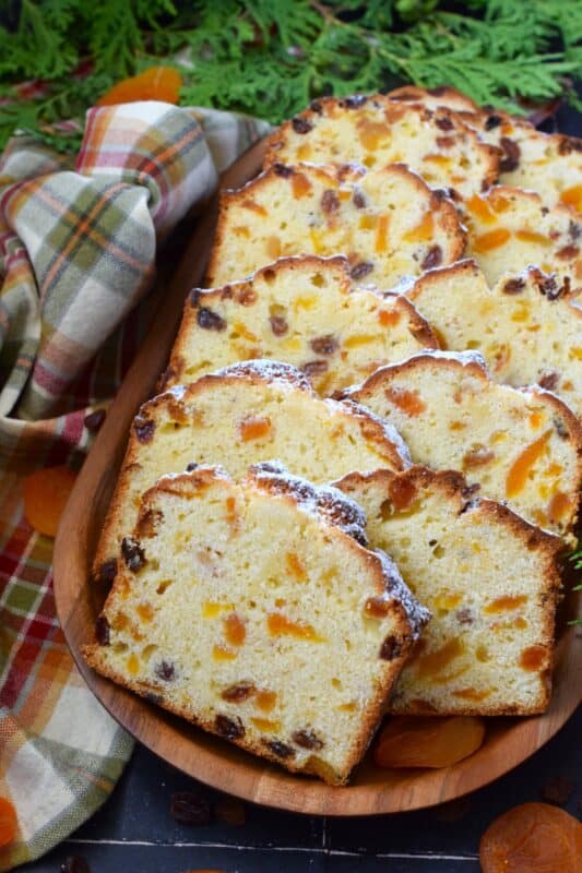 Loaded with dried apricots and raisins and prepared with cream cheese, this Raisin Apricot Loaf is dense, moist, and absolutely delicious! This is one of those confections that doubles as a wonderful after dinner dessert or an indulgent afternoon treat! #loaf #bread #dried #apricot #raisin